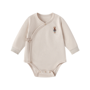 babylove新生儿包屁衣春秋纯棉长袖婴儿三角哈衣彩棉满月宝宝衣服