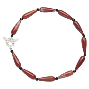 硬糖原创首饰秘密花园飞蛾花环银OT扣水滴天然石choker项链锁骨链