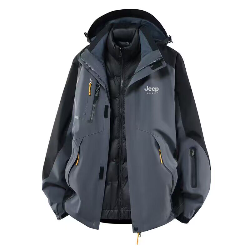 JEEP吉普羽绒服冲锋衣男冬季2026新款三合一可拆卸加厚滑雪服外套