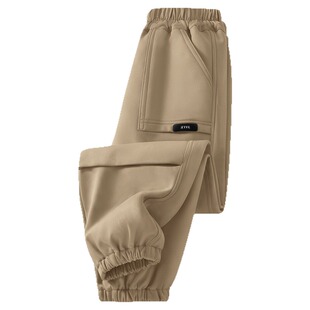 棉致男童冬季加绒裤子一体绒秋冬款防风加厚一体绒裤儿童工装裤男