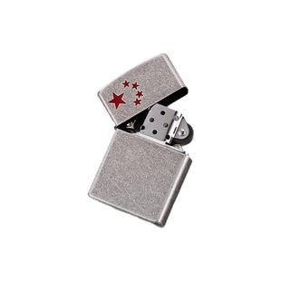 佐罗古银红五星煤油防风打火机定制耐用为人民服务送朋友军旅火机