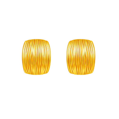 百泰方块黄金耳钉个性足金耳饰5D金耳坠女款时尚纹理竖条通勤耳丁