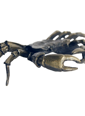 实心纯铜螃蟹仿真茶夹垫大闸蟹小摆件古玩铜件茶宠手把玩件复古风