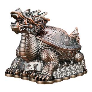 金属烟灰缸家用客厅创意个性办公室轻奢防烟灰烟味带盖龙龟摆件