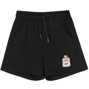 黑色短裤女夏季2025新款高腰小个子胖mm宽松纯棉外穿跑步休闲裤子