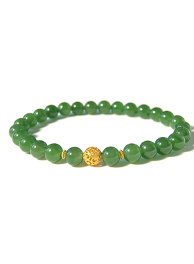 Totorana 18K金花丝绣球手链天然和田玉碧玉手串黄金礼物通勤气质