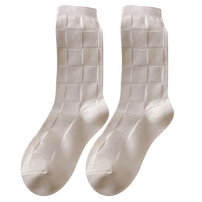 奶白色袜子女款纯棉中筒堆堆袜潮