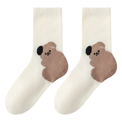 moremoli可爱女生堆堆动物中筒袜
