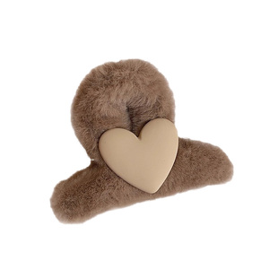 秋冬毛绒抓夹女高级感2025新款发量少中号发夹后脑勺鲨鱼夹子头饰