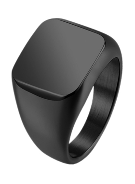 简约男女钛钢抛光面几何方形戒指