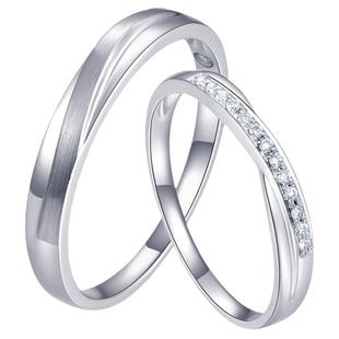 周大生钻戒18k金钻石戒指男女结婚情侣求婚生日礼物【刻字】