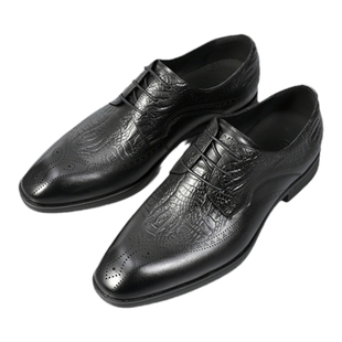 金利来男士皮鞋商务英伦压纹真皮系带结婚鞋都市透气轻便德比鞋