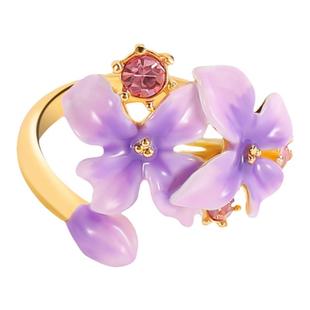 Juicy Grape丁香花珐琅戒指女小众设计感立体花朵开口戒指可调节
