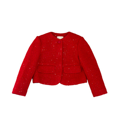 Qimoo/淇木25春季童装女童小香风套装平整光洁简约外套QSS1WW102A