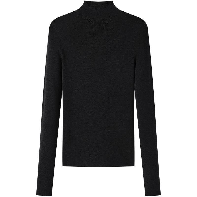 太平鸟无缝系列全羊毛半高领打底针织衫女上衣冬无缝全成型