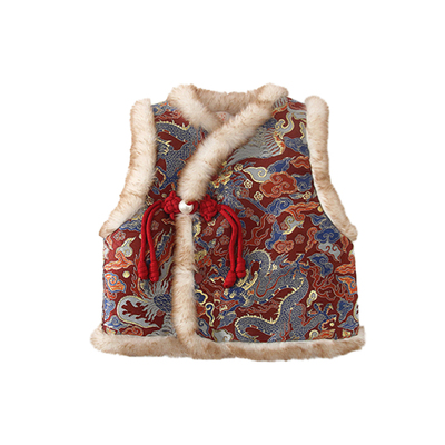 拜年服男童马甲加绒夹棉女童唐装