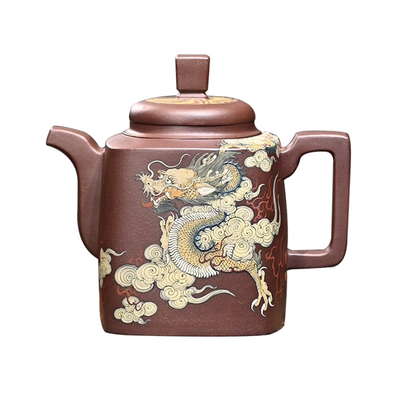 宜兴原矿紫泥紫砂壶龙行天下