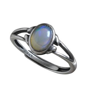 和煦原创vintage复古天然欧泊戒指925纯银小众开口简约古着配饰