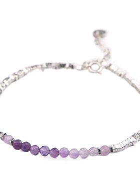中国珠宝925银紫水晶碎银手链