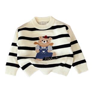 男童加德绒套头毛衣2026新款韩版卡通男宝宝加绒加厚针织毛线衣潮