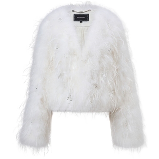 【奥莱】MAXRIENY奢华都市感廓形羽毛皮草外套女