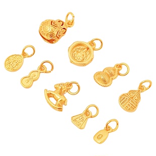 强保色铜镀24K包金木马福葫芦吊坠diy手工自制手链饰品配件材料