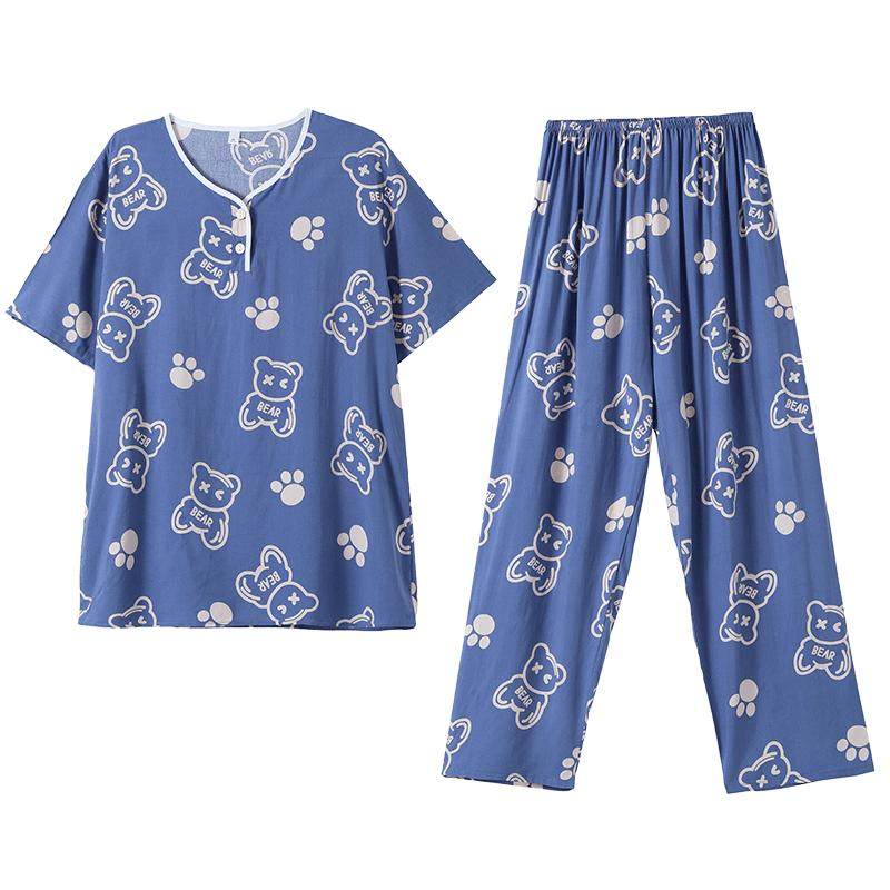 棉绸睡衣男童夏季薄款青少年