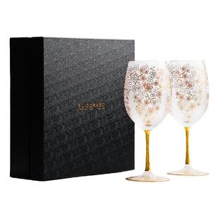 aderia日本进口石冢硝子描金樱花高脚杯红酒杯礼盒装轻奢结婚礼物