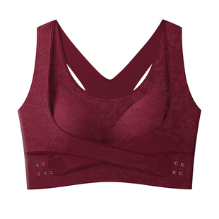 可调节收副乳国风内衣女士聚拢防下垂大胸显小运动交叉塑形文胸罩