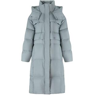 【防钻绒】LAGOGO连帽中长款羽绒服女拉谷谷冬季新款外套