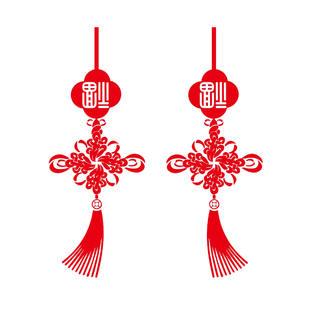 客厅窗户玻璃贴厨房推拉门防撞贴纸灯笼贴画高级感装饰3d立体挂件