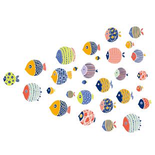 卫生间浴室海洋鱼瓷砖防水遮丑墙贴墙面破损美化装饰墙壁贴纸贴画