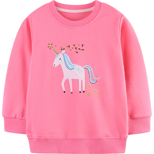 小马女童不加绒卫衣卡通飞马独角兽带图春装瘦版贴身外穿纯棉衣服