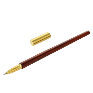 红木笔签字笔 金丝楠木质宝珠笔 金属黄铜中性笔高端礼物笔 实木制高档男士签单笔商务礼品私人定制刻字logo