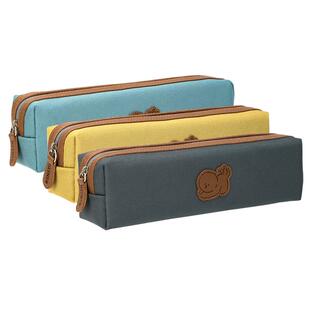 得力莫兰迪色系牛津布笔袋儿童文具盒流行简约ins风大容量小学生中学生文具袋男生女生可爱便携帆布铅笔袋