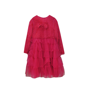 Qimoo/淇木冬季新款童装女童毛茸甜美梦幻俏皮连衣裙QCL4LP235B