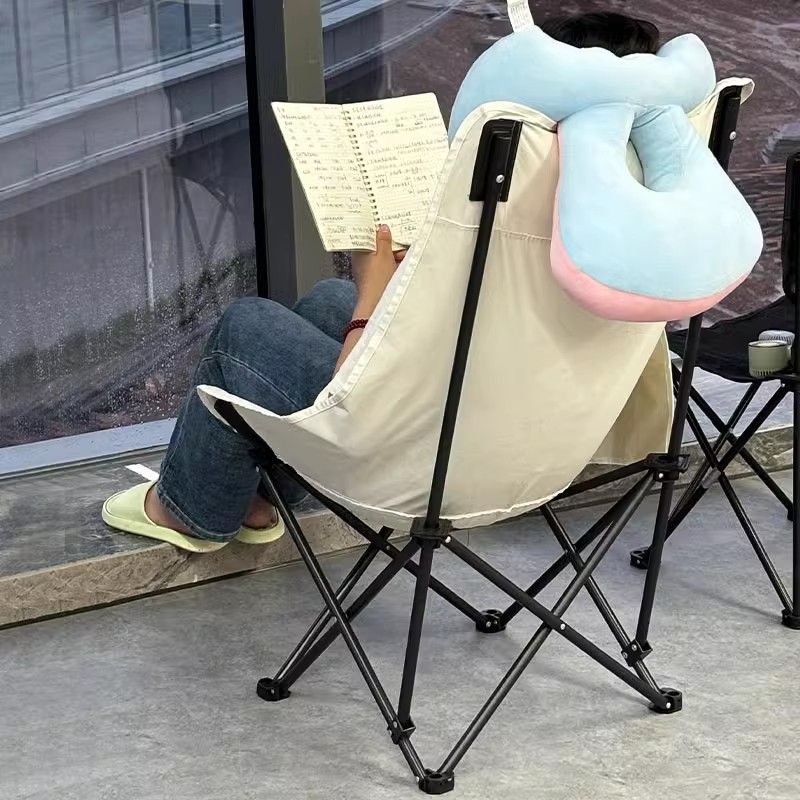 考研背书小椅子月亮椅坐躺两用学生宿舍图书馆专用户外折叠便携式