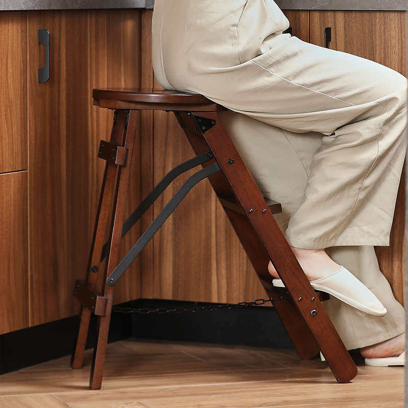 那澜多好折叠木梯凳家用实木两用登高多功能三步人字梯梯子置物架