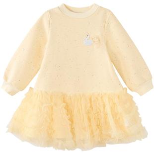 笛莎官方旗舰童装女童加绒连衣裙冬季新款宝宝儿童加厚保暖卫衣裙