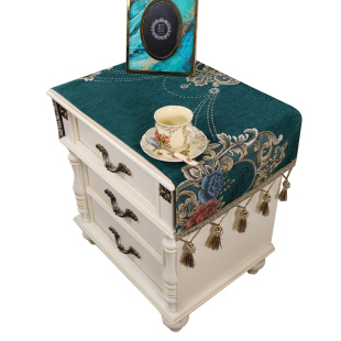 轻奢欧式床头柜盖布防尘罩高档小方巾盖巾绿色卧室床头桌桌布垫布