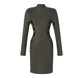 独特别致半高领修身显瘦连衣裙气质穿搭小个子显高长袖包臀裙短款