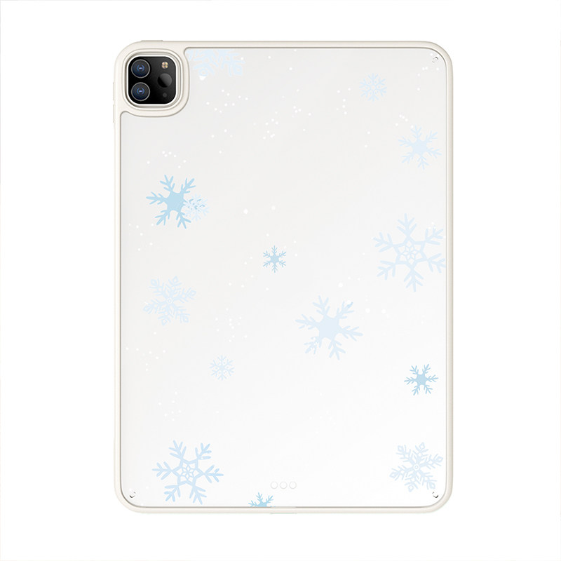 纯白雪花彩绘ipad11保护壳2025新款air7亚克力背板轻薄7/8/9平板套10.2寸防弯摔女第十代10.9寸防弯mini7适用