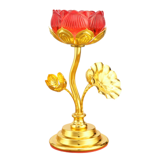 新款金属酥油灯座佛堂长明灯贡灯高脚透明蜡烛台防风酥油灯架