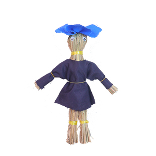 迷你稻草人摆件草与布艺结合具象化创意家居庭院角落摆件儿童手工