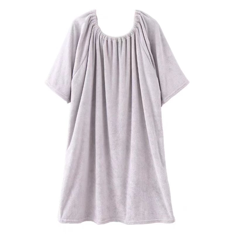 新款美容院按摩服一字肩浴裙客人服吸水浴巾裙头疗馆带袖中长款女
