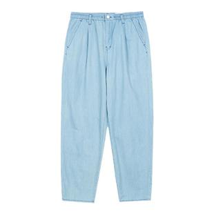 klee klee夏女装环保棉薄牛仔干净利落休闲舒适通勤松紧腰锥裤