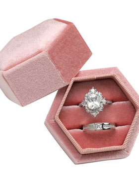 结婚仿真对戒红色粉色六角对戒盒装活口可调节戒指婚礼求婚用道具