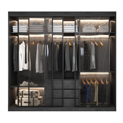 轻奢推拉门衣柜家用卧室带灯衣橱