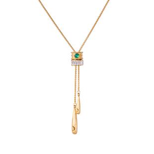 《丽贝卡》复古设计感百搭气质精致拉丝绿玛瑙纯银锁骨项链女秋冬