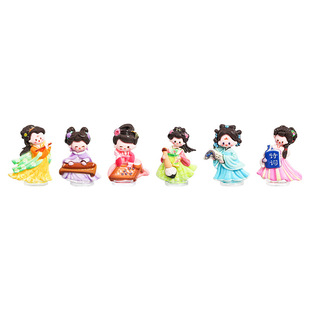 汽车古典美女琴棋书画装饰摆件车载中控台屏幕国潮创意办公桌摆件